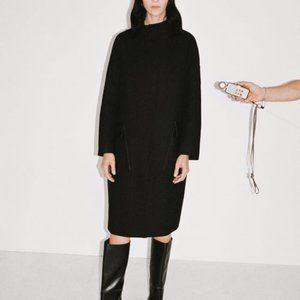 ZARA BLACK WOOL COAT WITH FLEECE TRIM (NWT)